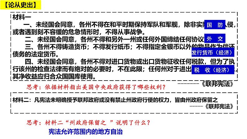 人民版高中历史必修第一册 专题七 美国1787宪法 课件第5页