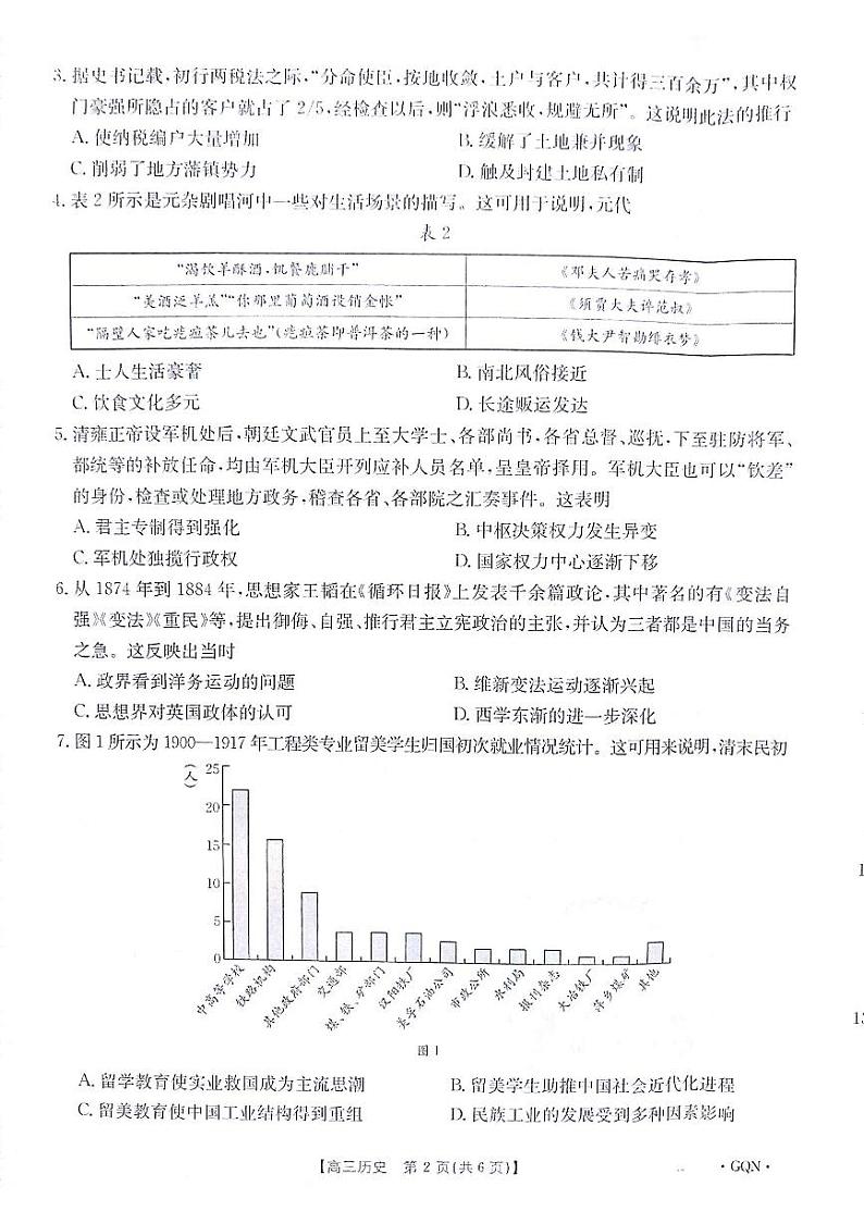 甘肃省白银市靖远县2024-2025学年高三上学期9月月考历史试题02