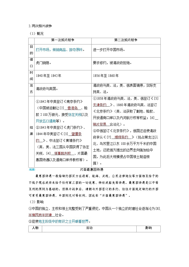 2025年高考历史精品教案第五单元晚清时期的内忧外患与救亡图存第12讲两次鸦片战争与列强侵略的加剧第2页
