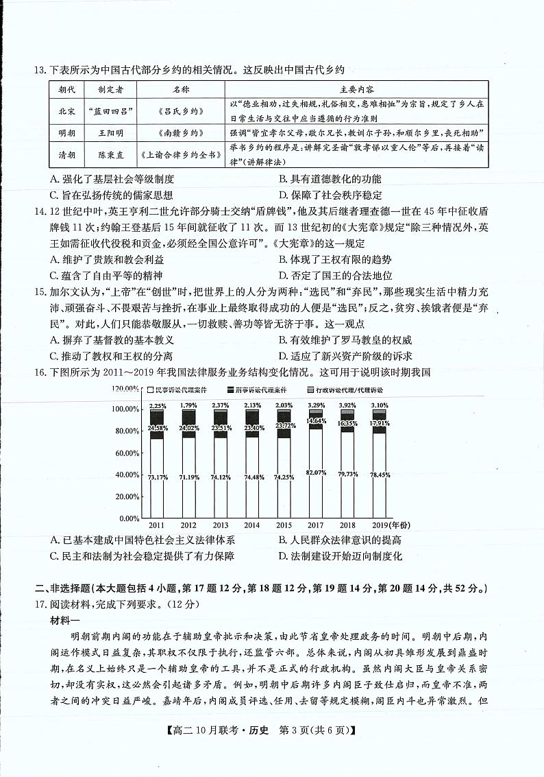 九师洛阳强基联盟2023-2024学年高二上学期10月联考历史试卷及答案03