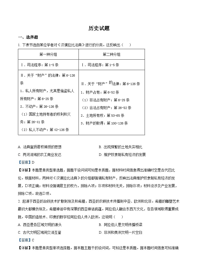 辽宁省七校2024-2025学年高二上学期期初考试历史试题(解析版)第1页