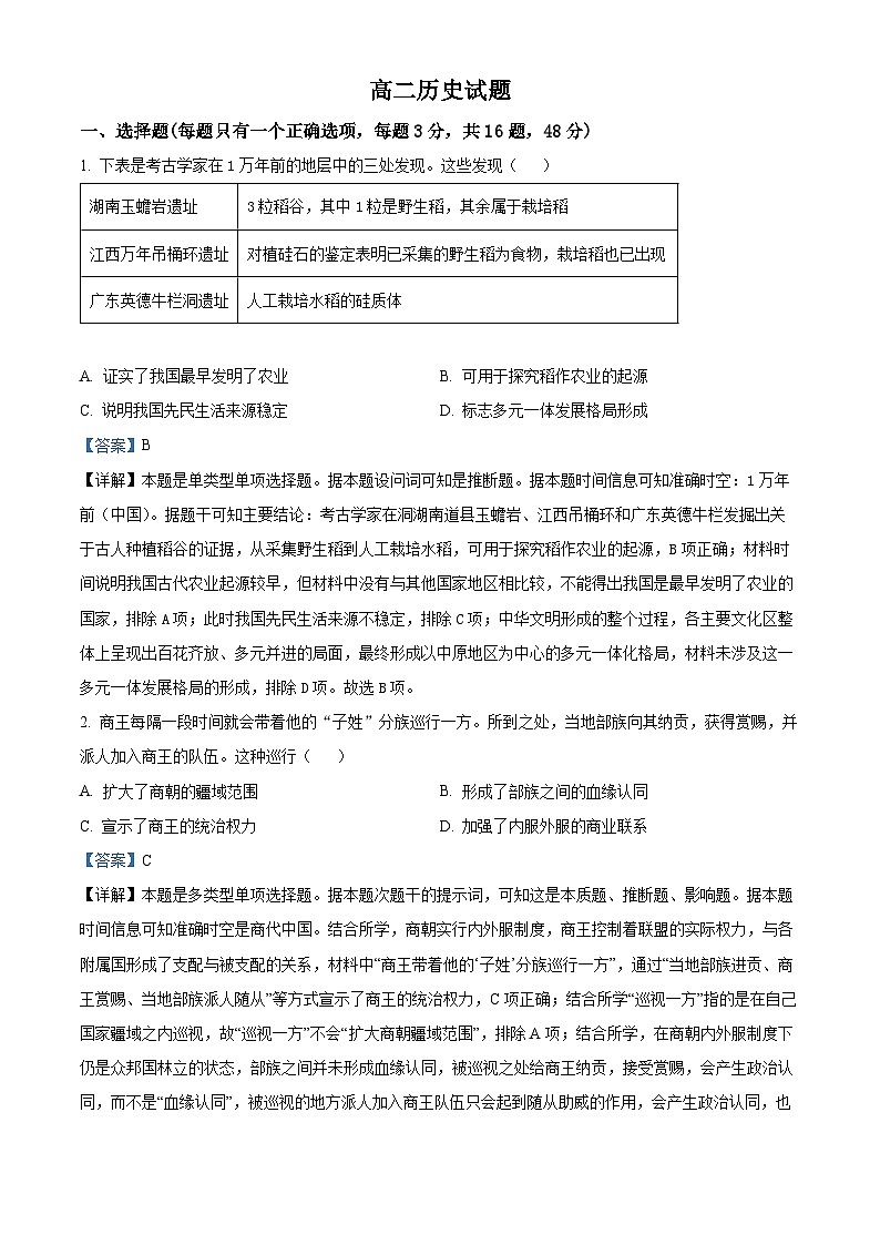 江西省于都中学2024-2025学年高二上学期开学考试历史试题(解析版)01