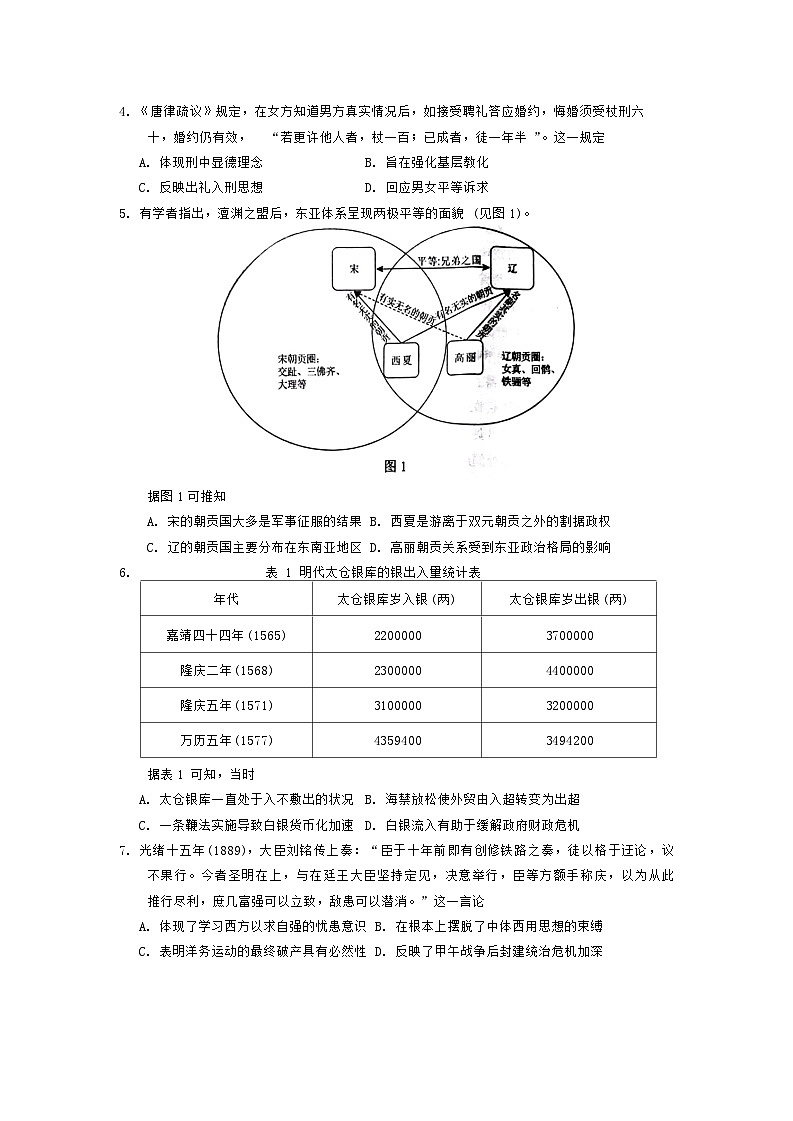 2025届湖南省永州市高三第一次模拟考试历史试卷02