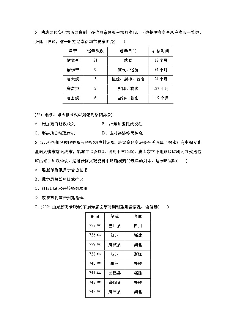 2025届高中历史一轮复习:单元检测三 魏晋至隋唐:三国两晋南北朝的民族交融与隋唐统一多民族封建国家的发展(含答案)第2页