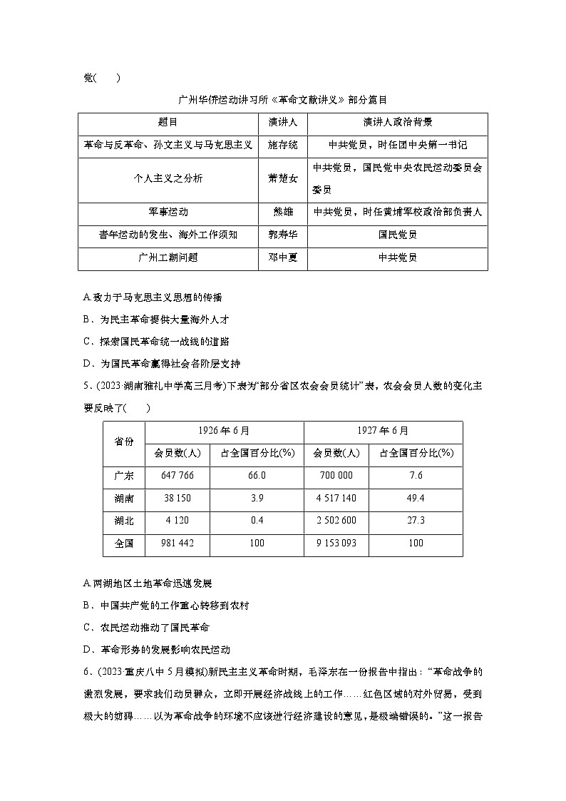 2025届高中历史一轮复习:单元检测八 新民主主义革命:中华民族的独立与人民解放(含答案)第2页