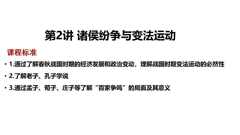 2025届高考历史一轮复习 第2讲 诸侯纷争与变法运动 课件第2页