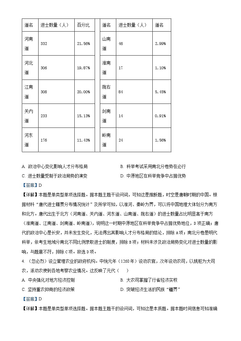 黑龙江省哈尔滨市第三十二中学校2025届高三9月月考历史试题(解析版)第2页