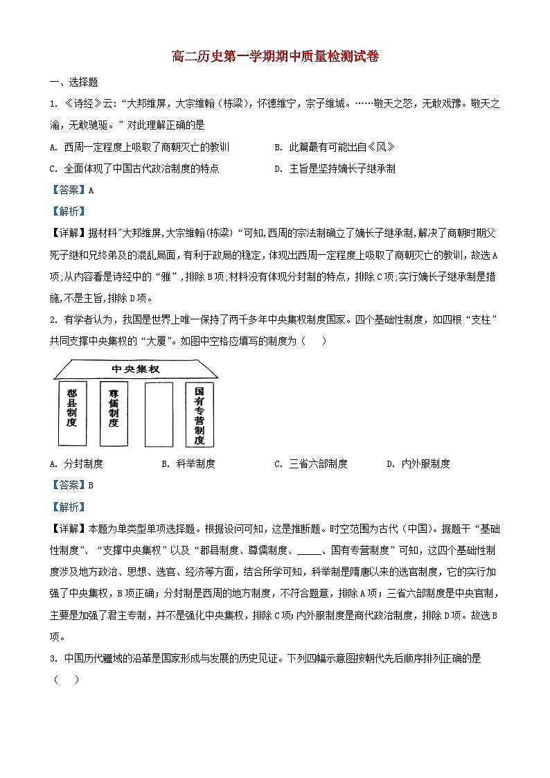 天津市2023_2024学年高二历史上学期期中试题含解析第1页