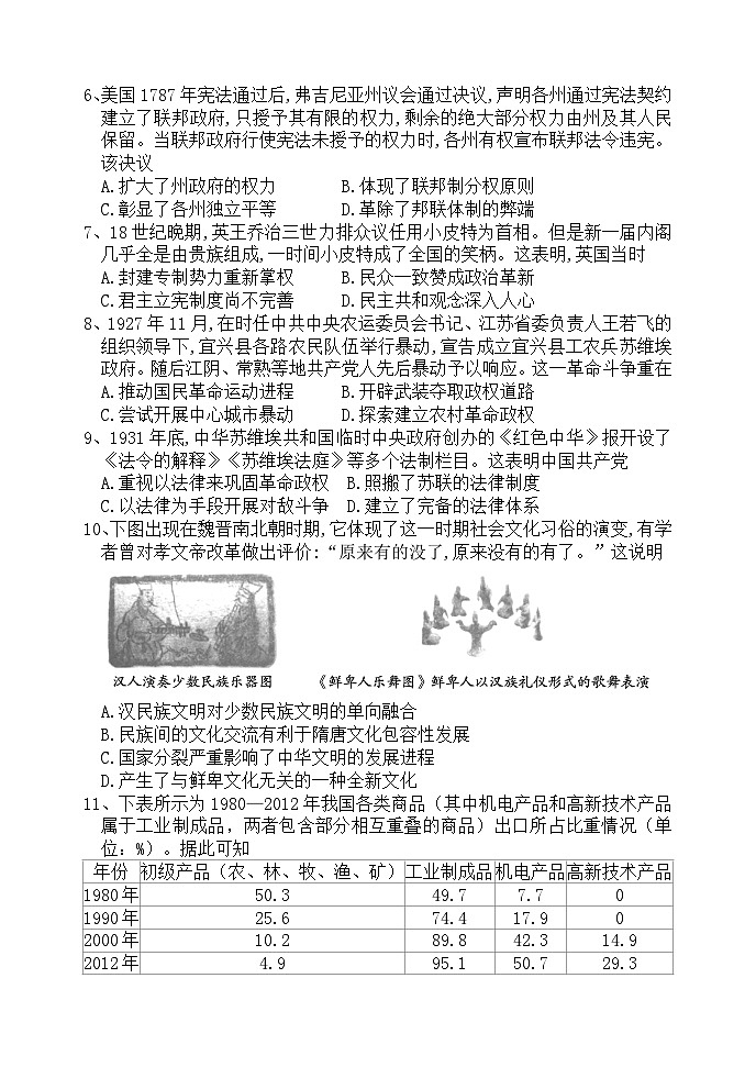 黑龙江省齐齐哈尔市第八中学校2023-2024学年高二下学期9月月考历史试题第2页