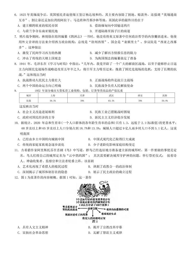 历史丨云南省昆明市第一中学2025届高三9月第二次联考历史试卷及答案第2页
