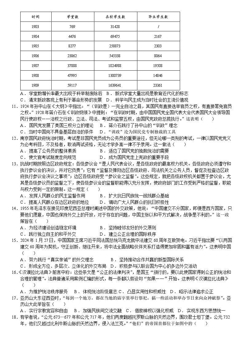 浙江省慈溪中学2024-2025学年高二上学期10月月考历史试题第2页