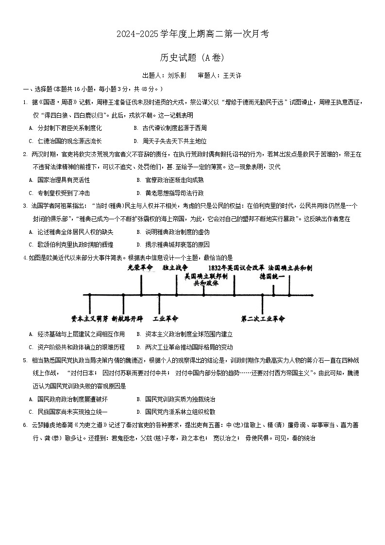 河南省駐馬店經(jīng)濟(jì)開(kāi)發(fā)區(qū)2024-2025學(xué)年高二上學(xué)期10月月考?xì)v史試題第1頁(yè)