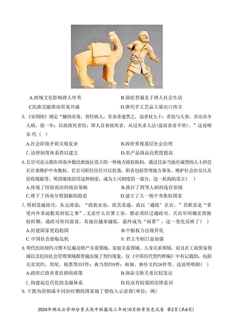 历史丨湖北省云学部分重点高中联盟2024年高三10月联考历史试卷及答案02