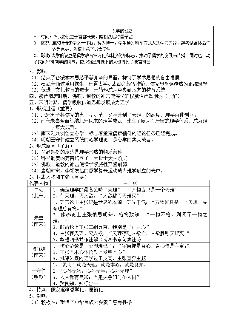 高中历史:知识框架-必修3课堂笔记(学案)03