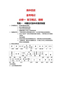 高中历史:备考笔记(必修一 复习笔记、提纲)-学案