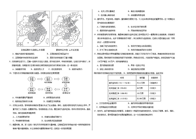 2024-2025学年高一上学期期中模拟考试历史(统编版,纲要上册1_14课)01试卷(Word版附解析)02