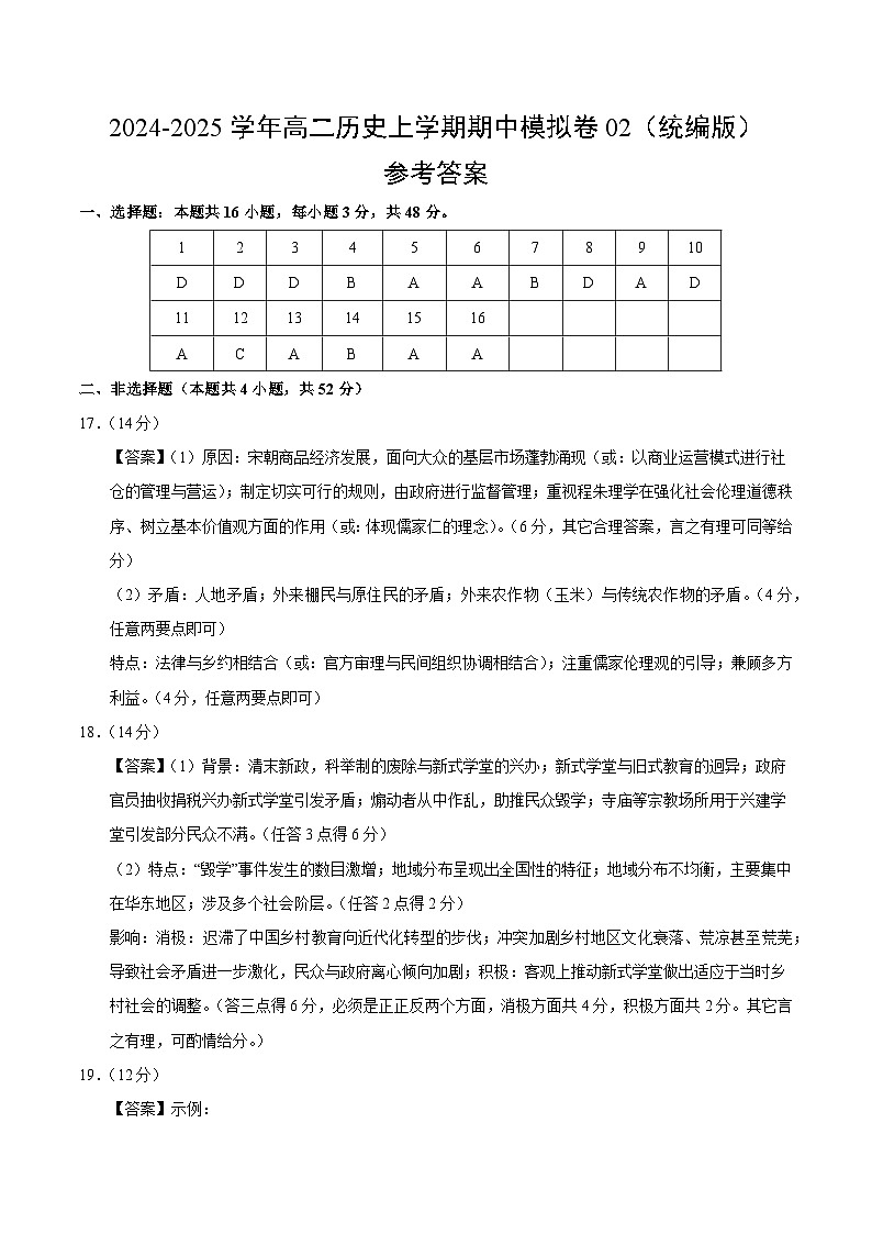 (统编版,选必1全册)02(参考答案)(统编版)第1页