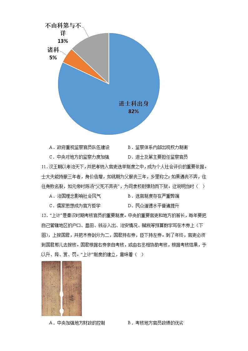 中国古代官员的选拔、考核与监察-2023-2024学年高三历史二轮(专题训练)原卷版第3页