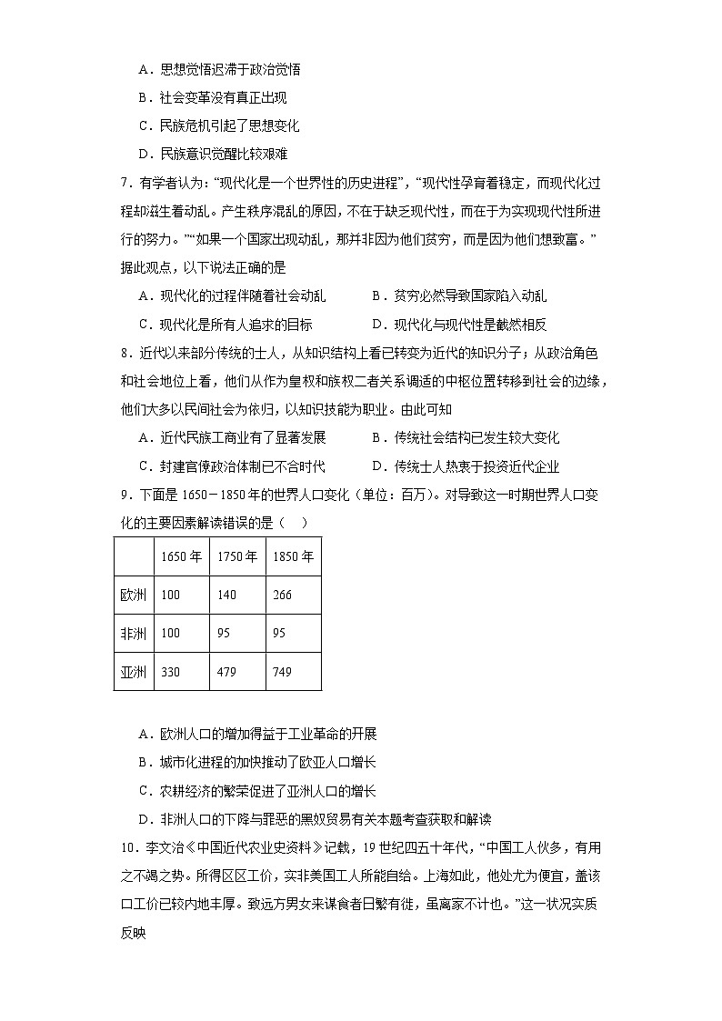 政治类热点--社会转型与文明演进--2024届高三历史统编版二轮复习原卷版第3页