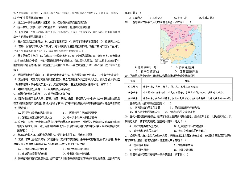 河南省鹤壁市清华园实验学校2024-2025学年高一上学期10月月考历史试题02