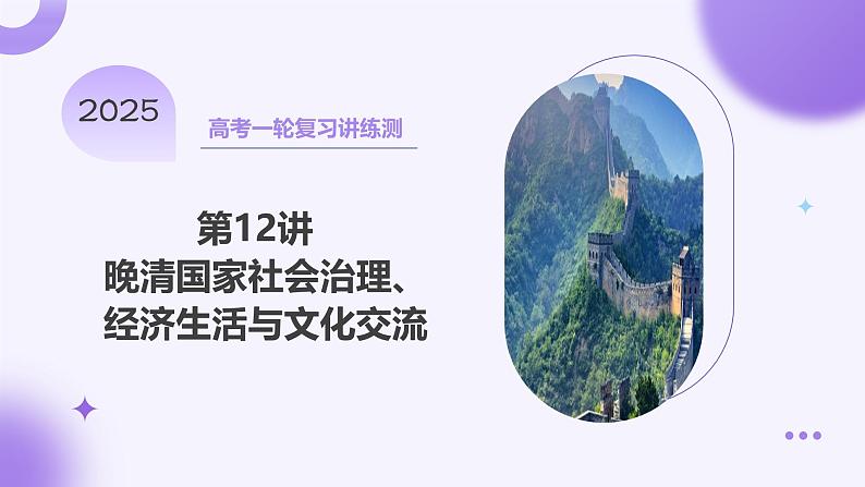 第12讲 晚清国家社会治理、经济生活与文化交流(课件)-【讲练通透】2025年高考历史一轮复习课件(高考新教材)第1页