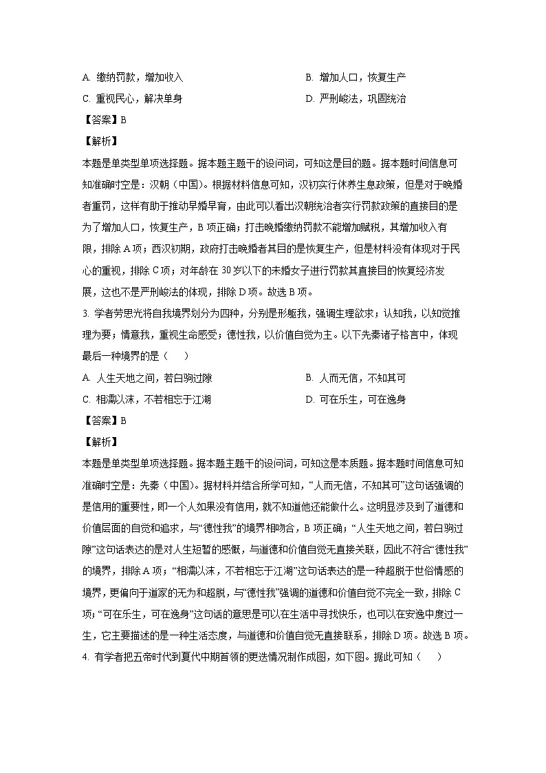 山西省朔州市怀仁市大地学校高中部2024-2025学年高一上学期第一次月考历史试题(解析版)02