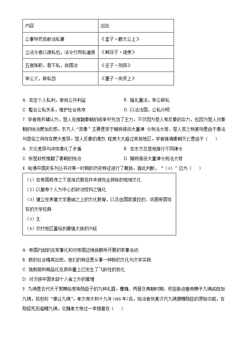 江苏省海安市实验中学2024-2025学年高三上学期10月月考历史试题(原卷版)第2页