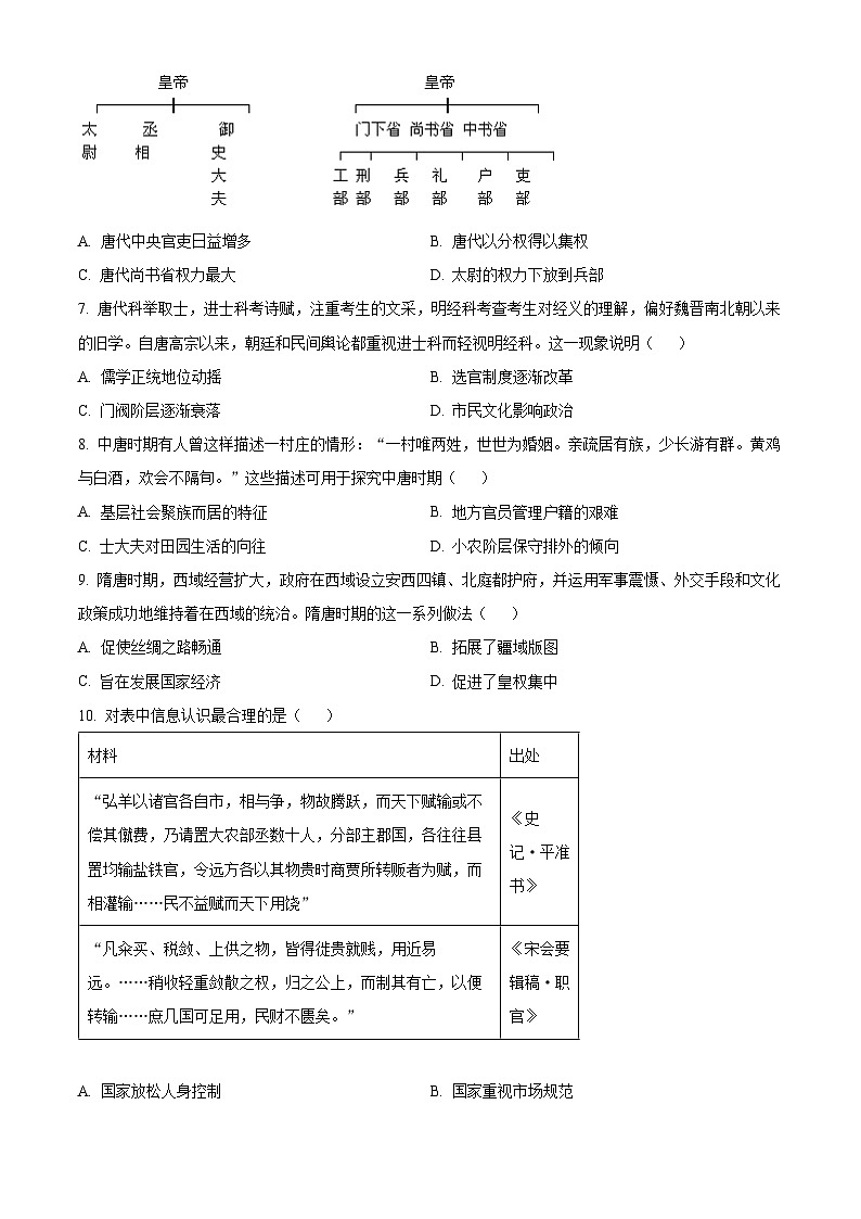 河北省武安市第一中学2024-2025学年高二上学期期中历史试题 Word版无答案第2页
