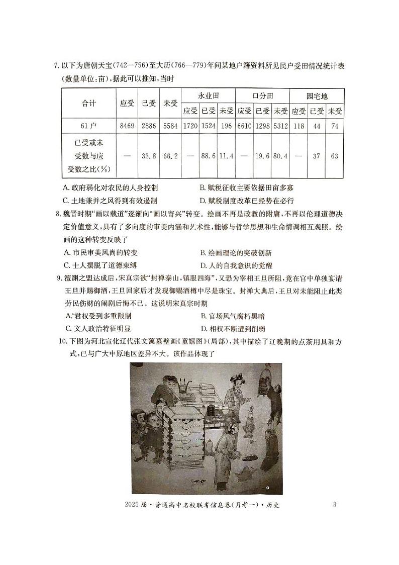 2025娄底普通高中名校联考高三上学期11月月考试题历史PDF版含解析第3页