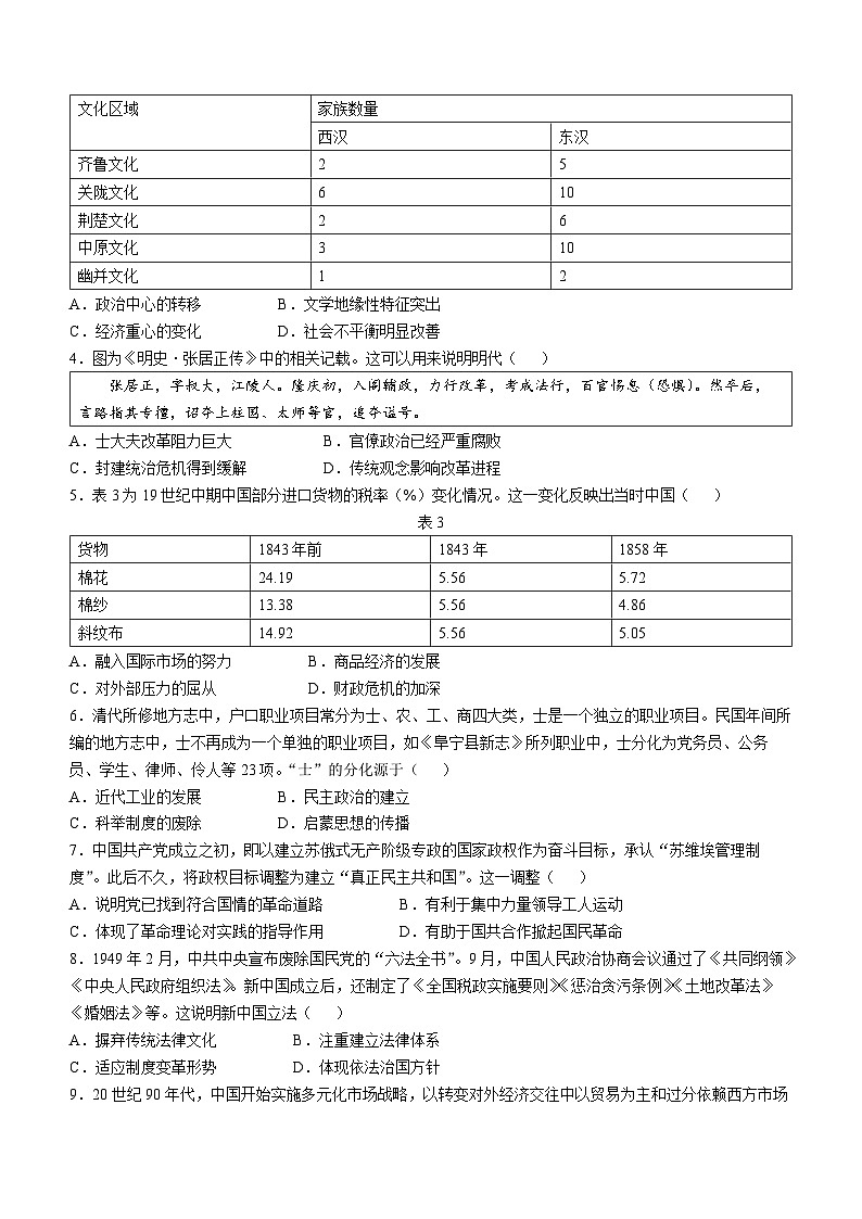 山东省德州市2024-2025学年高三上学期期中考试历史试题第2页