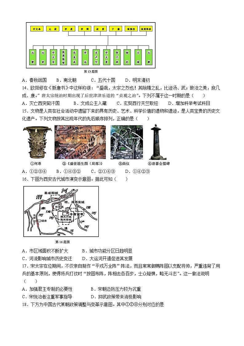 浙江省杭州地区(含周边)重点中学2024-2025学年高一上学期期中联考历史试卷(Word版附答案)第3页