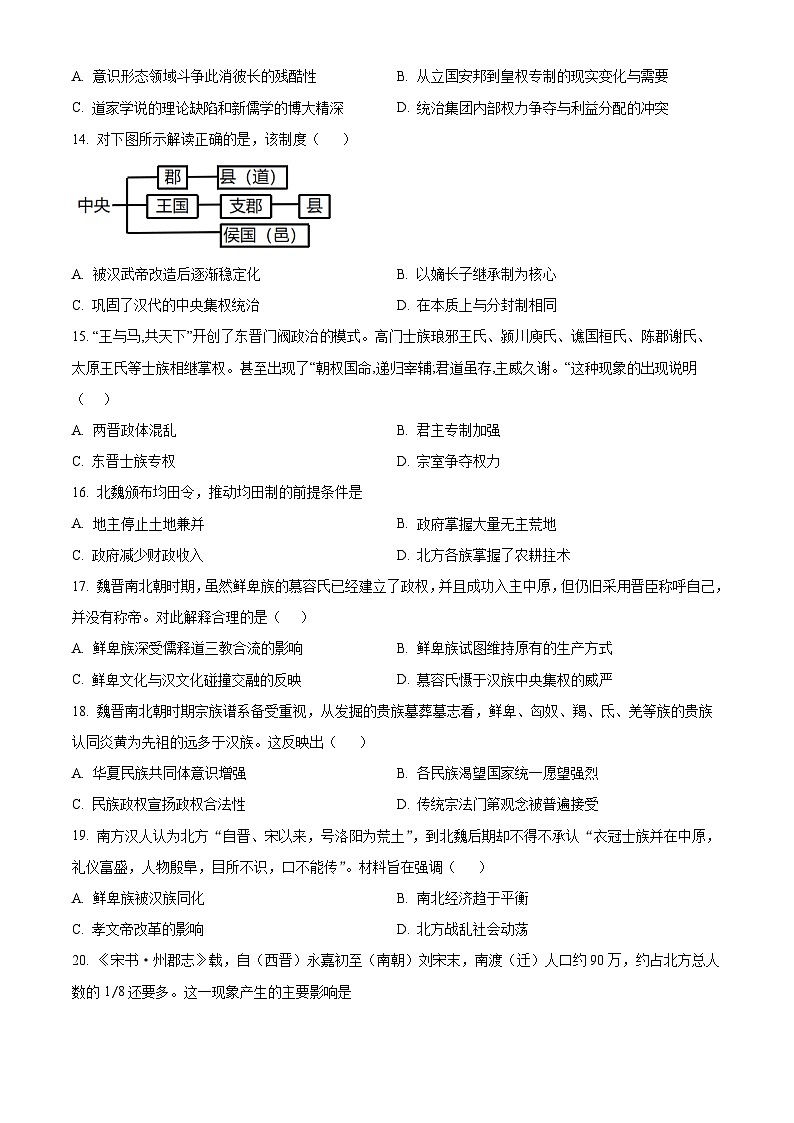 2025东莞五校联考高一上学期10月月考历史试题含解析03