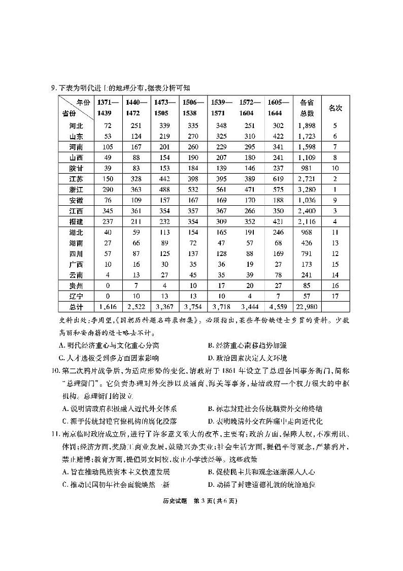 江淮十校-历史试题第3页