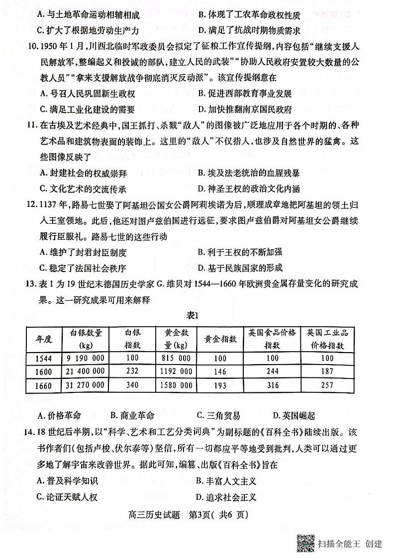 2025连云港高三上学期期中考试历史PDF版含答案第3页