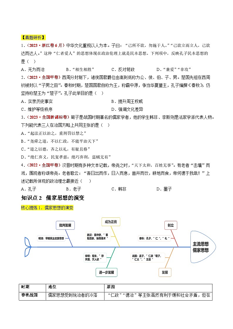 专题03 古代中国的思想文化与科学艺术(讲义)(原卷版)第3页