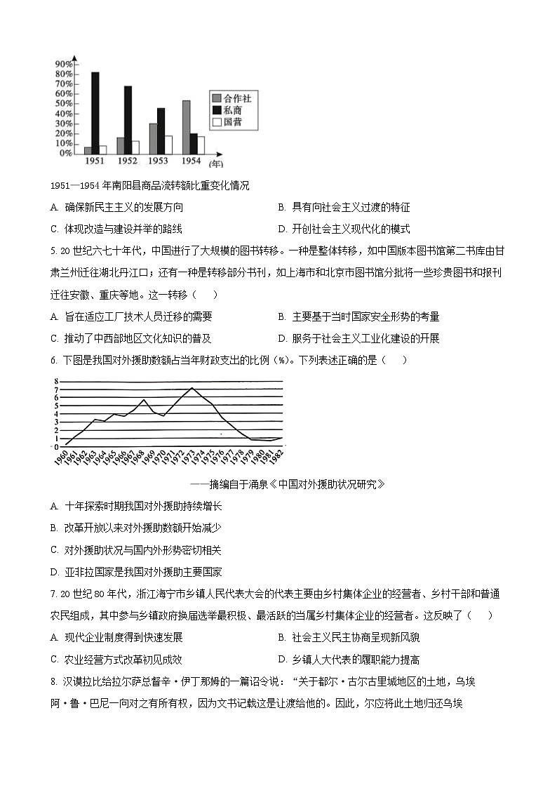 山东省烟台市2025届高三上学期期中学业水平诊断历史试题第2页