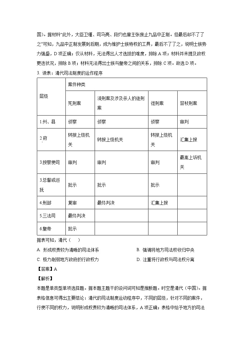 2024-2025学年广东省珠海市六校联考高二(上)期中考试历史试卷(解析版)02