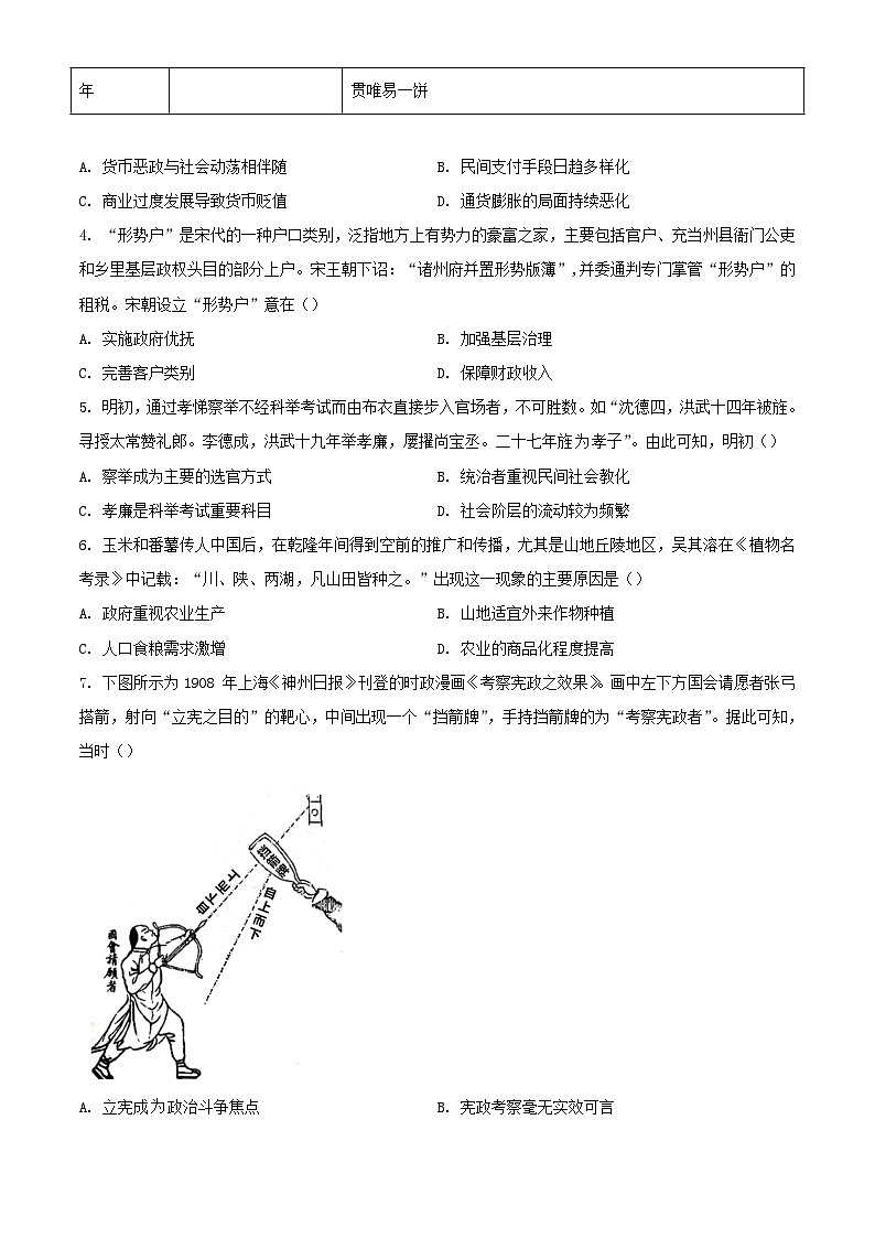 河南省部分名校2023_2024学年高二历史上学期11月期中试题含解析第2页