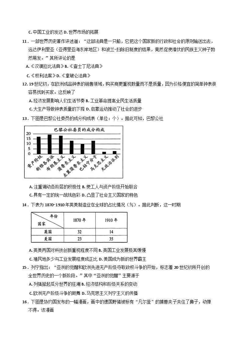 福建省部分学校2024-2025学年高三上学期一轮复习联考(三)【期中】历史试题(含解析)第3页