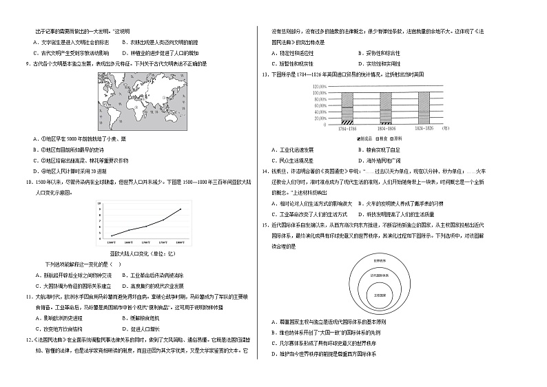 高二历史第三次月考卷01(考试版A3)(统编版)【测试范围:选必一+选必二1~6课】第2页