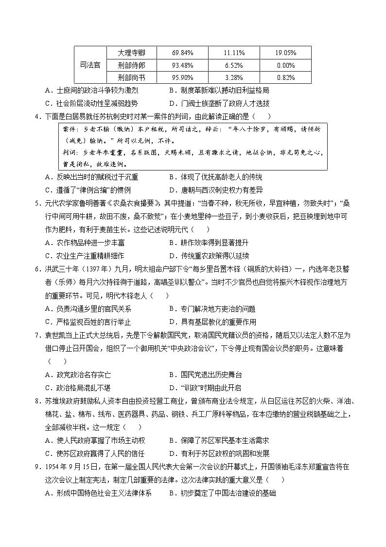 高二历史第三次月考卷(考试版A4)【测试范围:选必1+选必2第1~6课】(浙江专用)第2页