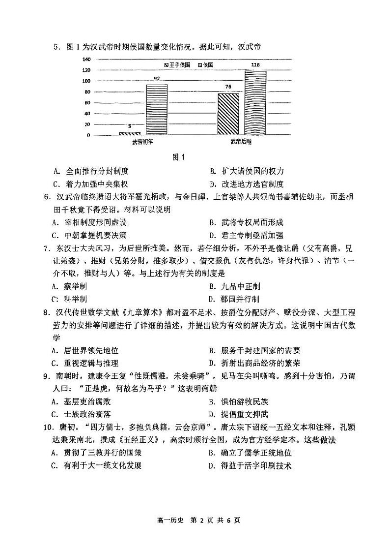 江苏省南通市通州区、如东县2024-2025学年高一上学期期中考试历史试题第2页