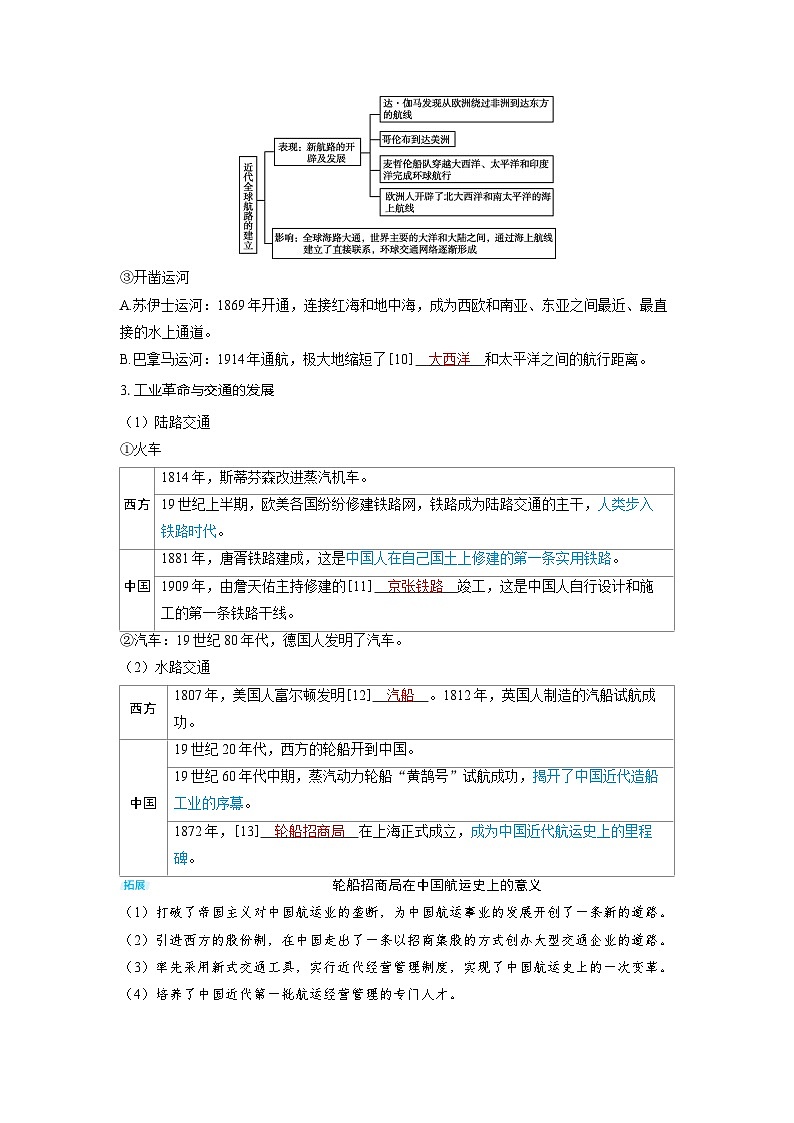 备战2025年高考历史精品教案第59讲交通与社会变迁(Word版附解析)第3页
