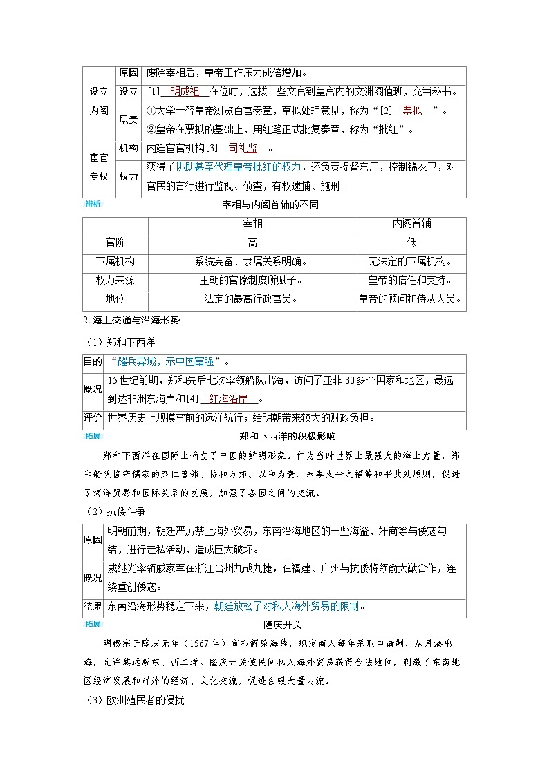 备战2025年高考历史精品教案第10讲从明朝建立到清朝前中期的统治(Word版附解析)第2页
