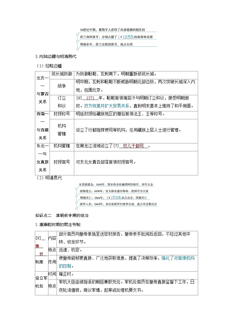 备战2025年高考历史精品教案第10讲从明朝建立到清朝前中期的统治(Word版附解析)第3页