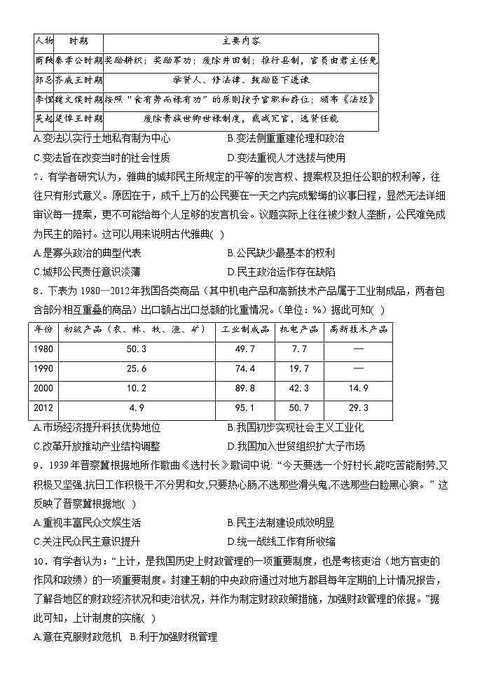 黑龙江省牡丹江市海林市朝鲜族中学2024-2025学年高二上学期第二次月考历史试卷第2页