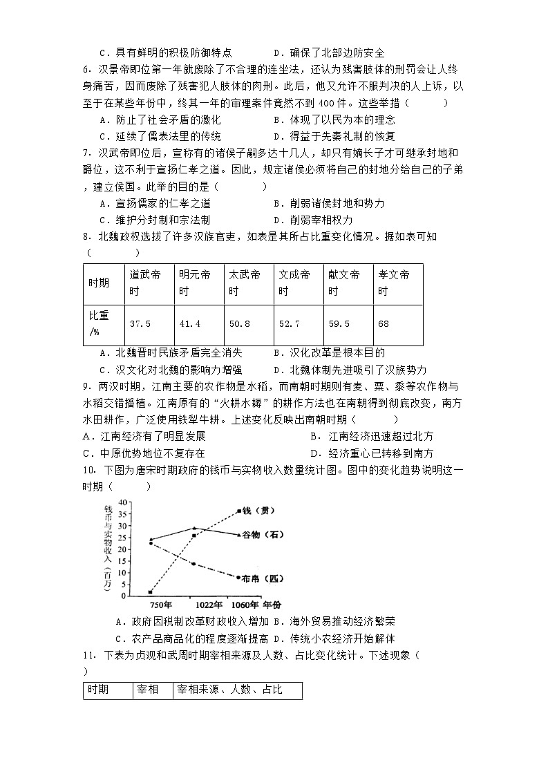 福建省永安市第一中学、三明市沙县区第一中学2024-2025学年高一上学期期中考试历史试题第2页