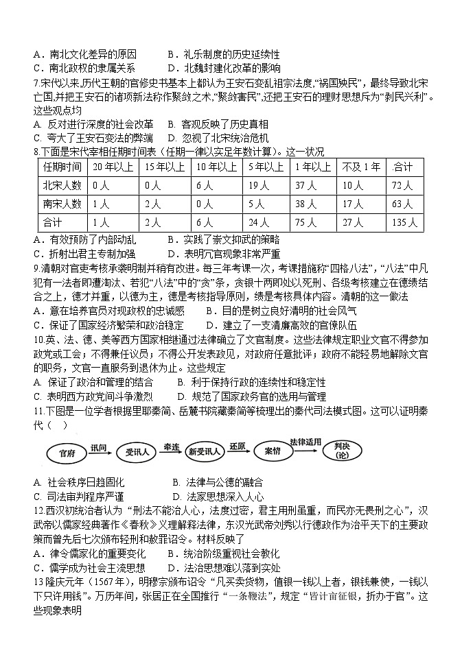 陕西省宝鸡市金台区2024-2025学年高二上学期期中联考历史试题第2页
