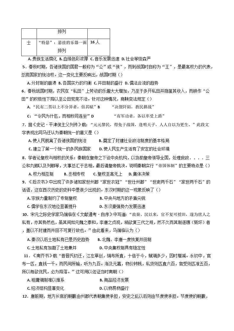 2024-2025学年度四川省眉山市东坡区冠城实验学校高一上学期期中考试历史试题(含解析)第2页