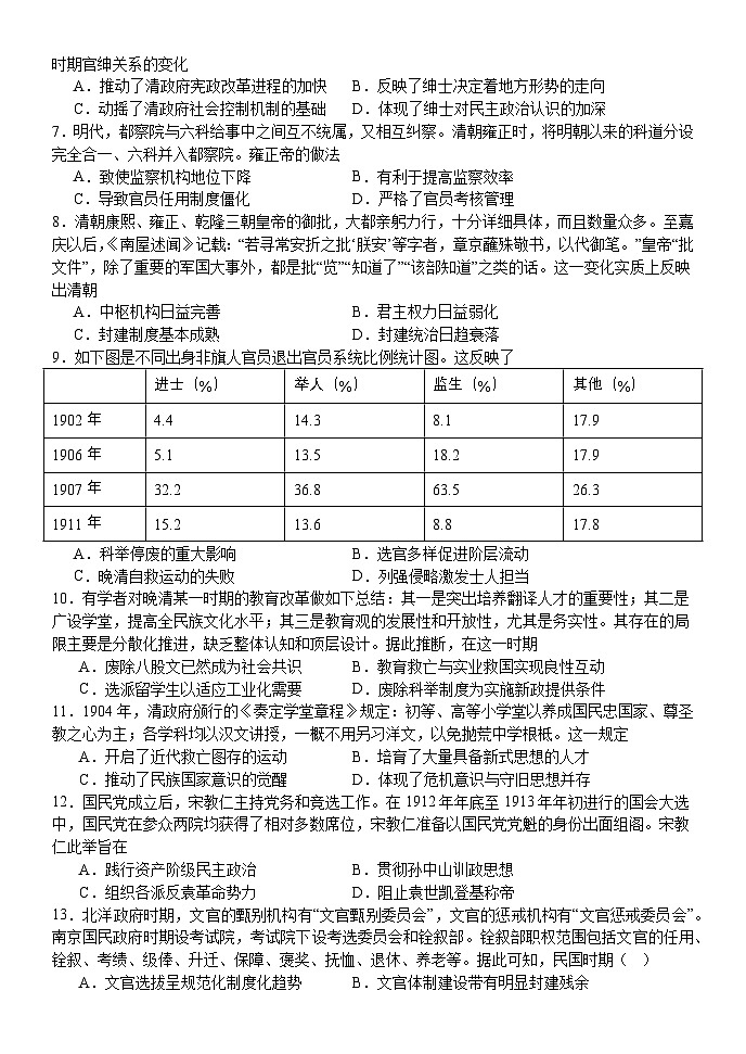 山西省太原市常青藤中学校、李林中学2024-2025学年高二上学期10月联考历史试题第2页
